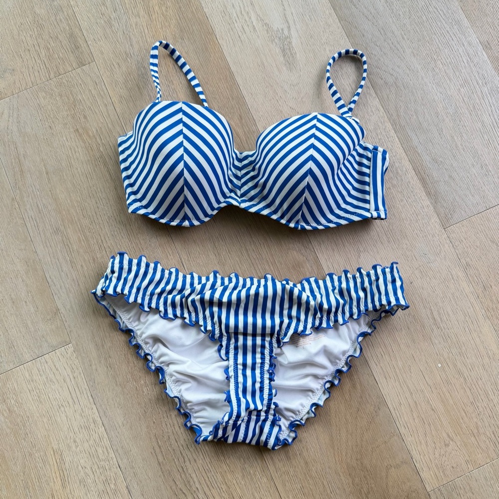 Shade & Shore Blue and White Striped Bikini Set